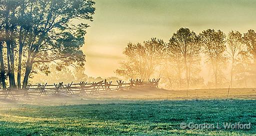 Split-rail Fence In Sunrise Fog_P1180738-40.jpg - Photographed near Rosedale, Ontario, Canada.